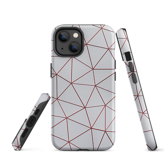 Polygon White Red Leather iPhone Case Hardshell 3D Wrap Thermal CREATIVETECH