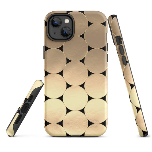 Golden Metal Oval iPhone Case Double Layer Impact Resistant Tough 3D Wrap Matte or Glossy Finish CREATIVETECH