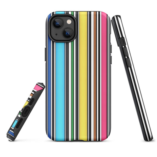 Rainbow Striped Colorful Hardshell iPhone Case Double Layer Impact Resistant Tough 3D Wrap Matte or Glossy Finish CREATIVETECH