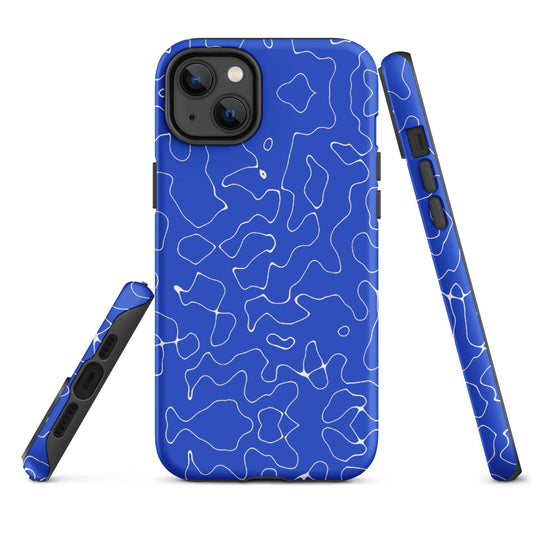 Abstract Organic Blue Hardshell iPhone Case Double Layer Impact Resistant Tough 3D Wrap Matte or Glossy Finish CREATIVETECH
