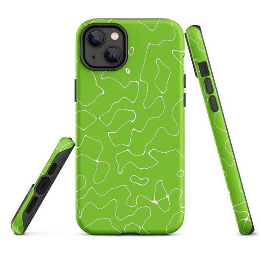 Organic Neon Green Colorful Hardshell iPhone Case Double Layer Impact Resistant Tough 3D Wrap Matte or Glossy Finish CREATIVETECH