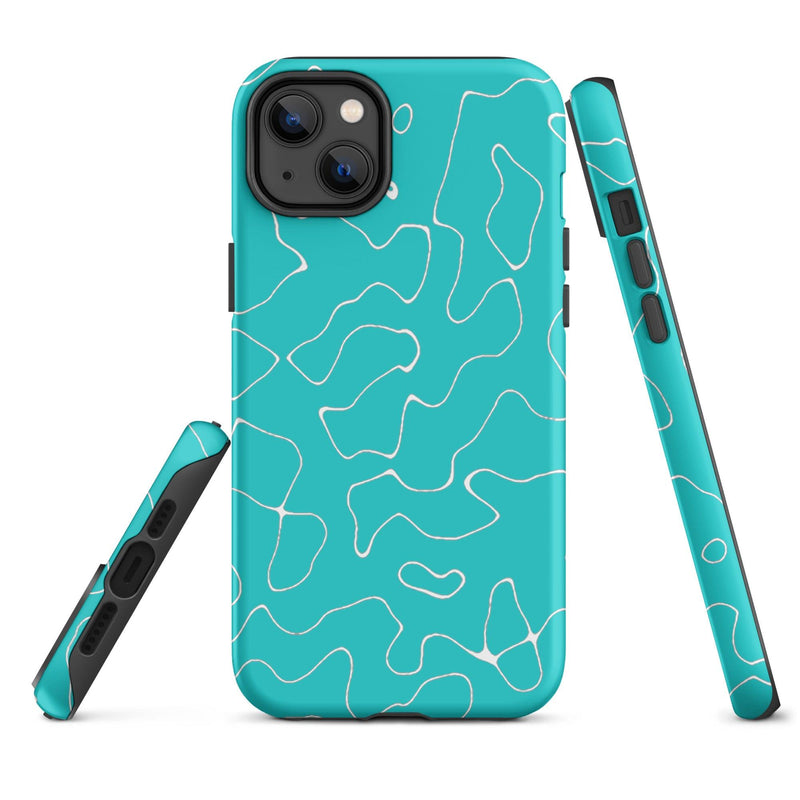 Load image into Gallery viewer, Abstract Organic Marine Blue Green Colorful Hardshell iPhone Case Double Layer Impact Resistant Tough 3D Wrap Matte or Glossy Finish CREATIVETECH