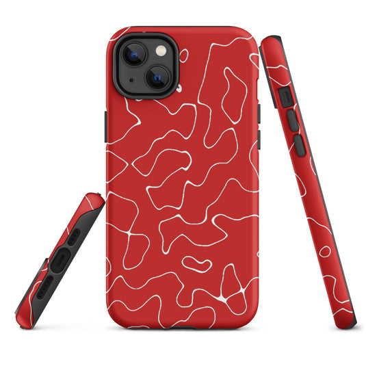 Organic Red Colorful Hardshell iPhone Case Double Layer Impact Resistant Tough 3D Wrap Matte or Glossy Finish CREATIVETECH
