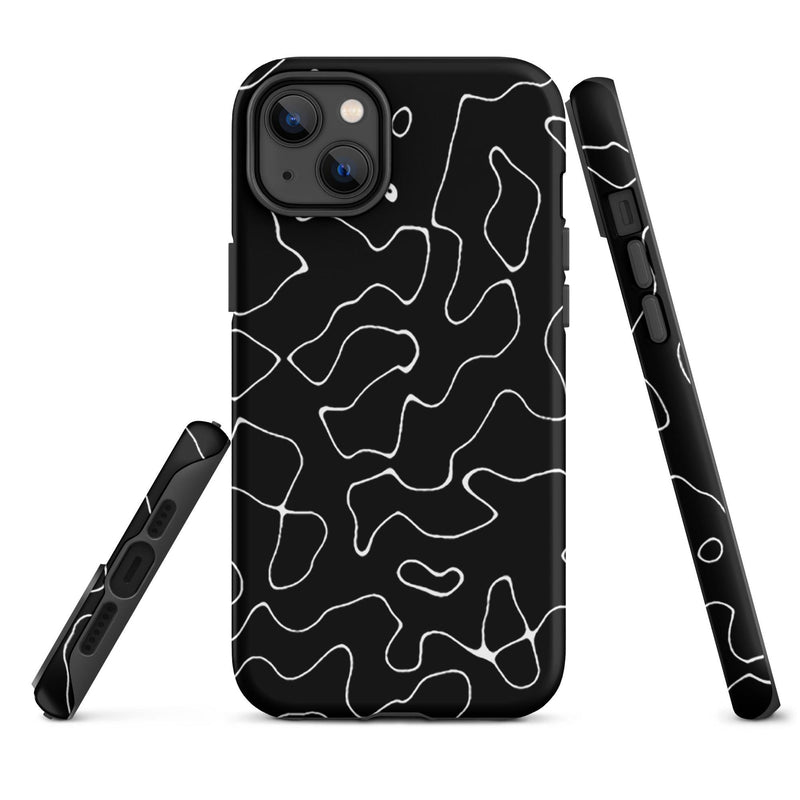 Load image into Gallery viewer, Organic Black White Colorful Hardshell iPhone Case Double Layer Impact Resistant Tough 3D Wrap Matte or Glossy Finish CREATIVETECH