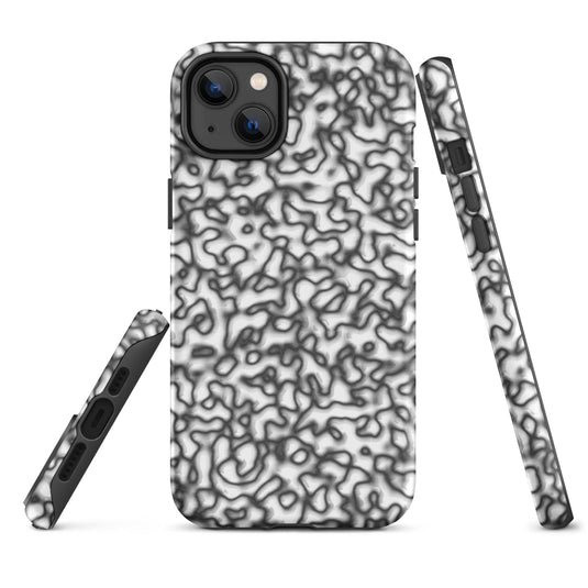 Black White Organic Pattern Colorful Hardshell iPhone Case Double Layer Impact Resistant Tough 3D Wrap Matte or Glossy Finish CREATIVETECH