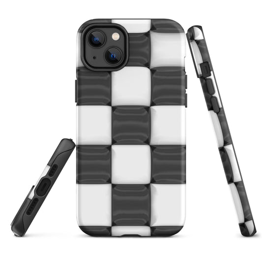 Classic Black White Chess Board Colorful Hardshell iPhone Case Double Layer Impact Resistant Tough 3D Wrap CREATIVETECH