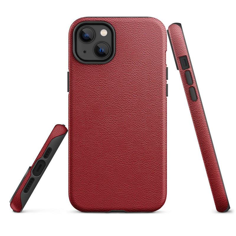 Load image into Gallery viewer, Red Leather iPhone Case Double Layer Impact Resistant Tough 3D Wrap Matte or Glossy Finish CREATIVETECH
