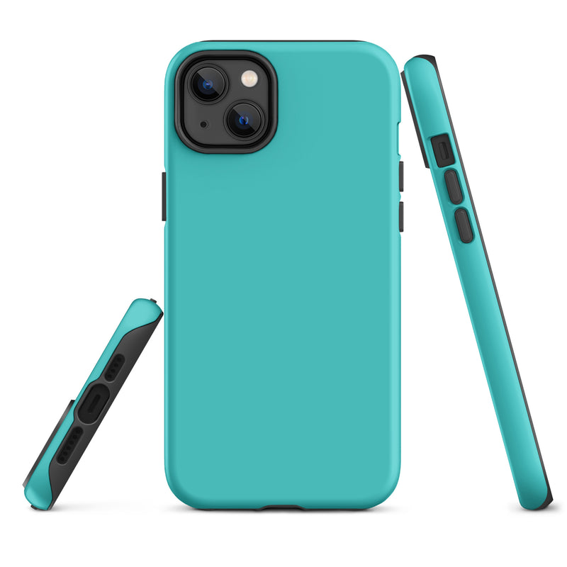 Load image into Gallery viewer, Turquoise Blue iPhone Case Hardshell 3D Wrap Thermal Plain Color CREATIVETECH