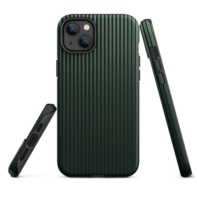 Load image into Gallery viewer, Dark Green Carbon Fiber Striped iPhone Case Hardshell 3D Wrap Thermal Plain Color CREATIVETECH