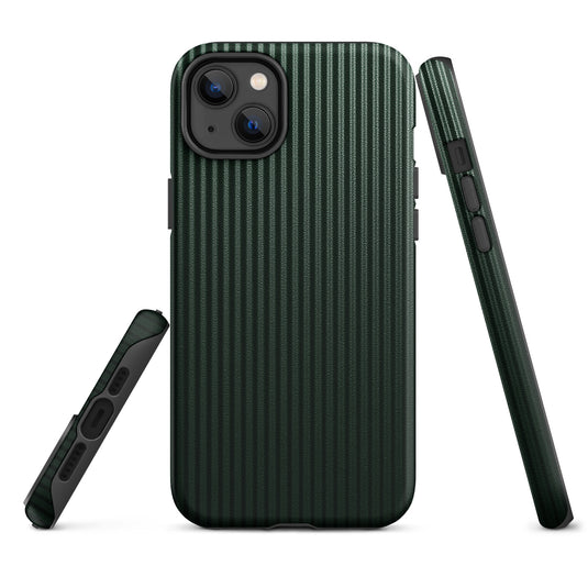 Dark Green Carbon Fiber Striped iPhone Case Hardshell 3D Wrap Thermal Plain Color CREATIVETECH