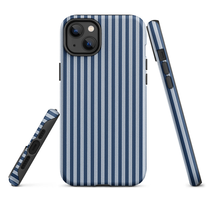 Load image into Gallery viewer, Blue White Textile Striped iPhone Case Hardshell 3D Wrap Thermal Plain Color CREATIVETECH