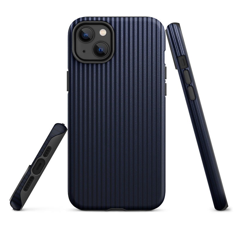 Load image into Gallery viewer, Dark Blue Striped iPhone Case Hardshell 3D Wrap Thermal CREATIVETECH