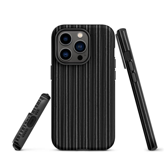 Black Ribbed Carbon Fiber iPhone Case Double Layer Impact Resistant Tough 3D Wrap Matte or Glossy Finish CREATIVETECH