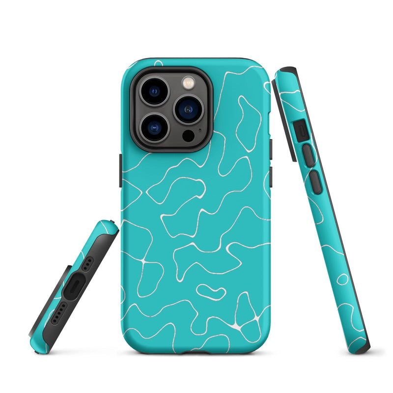 Load image into Gallery viewer, Abstract Organic Marine Blue Green Colorful Hardshell iPhone Case Double Layer Impact Resistant Tough 3D Wrap Matte or Glossy Finish CREATIVETECH