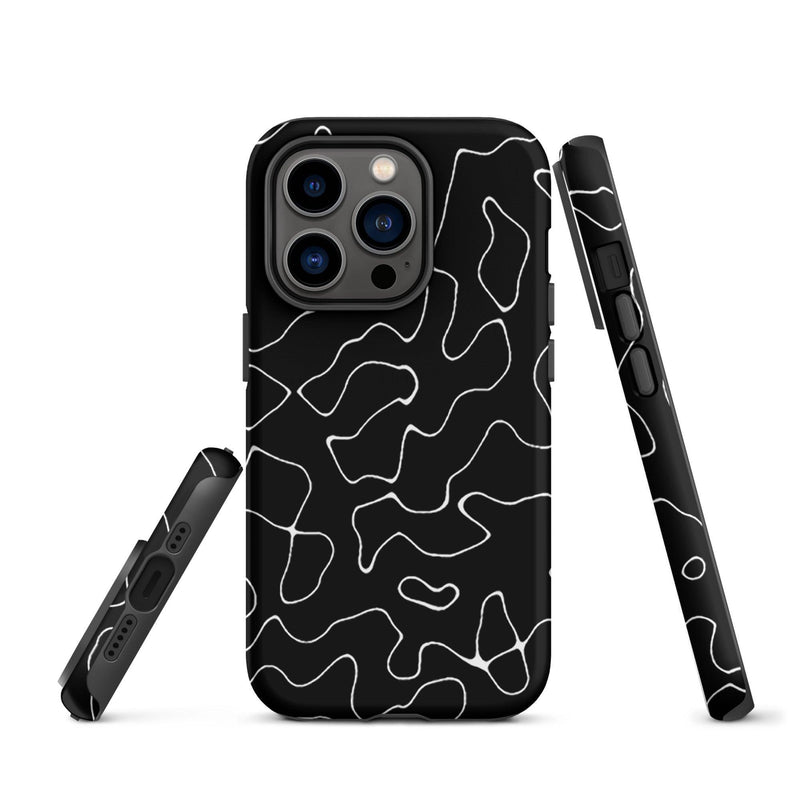 Load image into Gallery viewer, Organic Black White Colorful Hardshell iPhone Case Double Layer Impact Resistant Tough 3D Wrap Matte or Glossy Finish CREATIVETECH