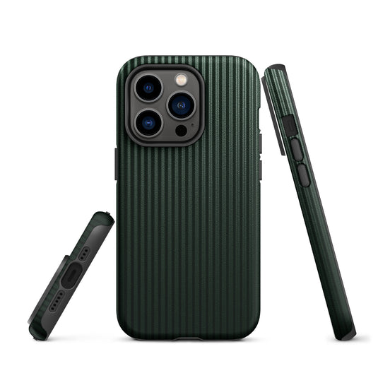 Dark Green Carbon Fiber Striped iPhone Case Hardshell 3D Wrap Thermal Plain Color CREATIVETECH