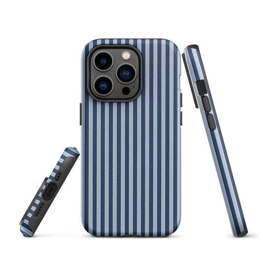 Blue White Textile Striped iPhone Case Hardshell 3D Wrap Thermal Plain Color CREATIVETECH