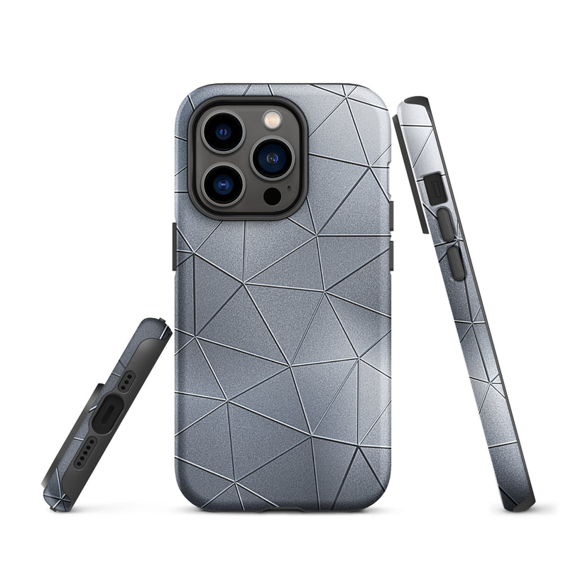 Load image into Gallery viewer, Silver  Polygon Metal iPhone Case Hardshell 3D Wrap Thermal CREATIVETECH