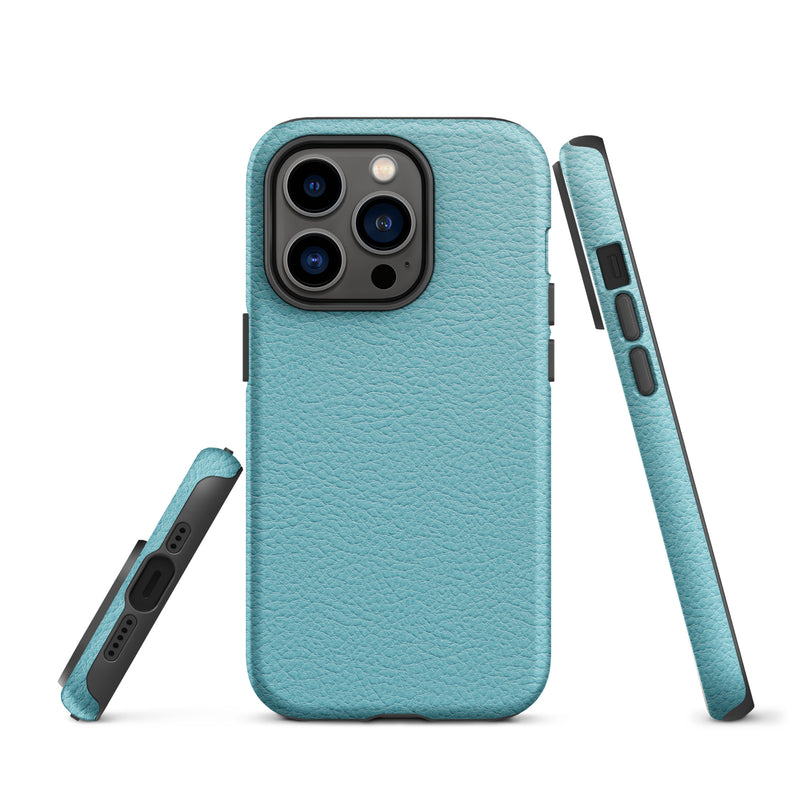 Load image into Gallery viewer, Mint Blue Green Leather iPhone Case Hardshell 3D Wrap Thermal CREATIVETECH