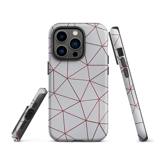 Polygon White Red Leather iPhone Case Hardshell 3D Wrap Thermal CREATIVETECH