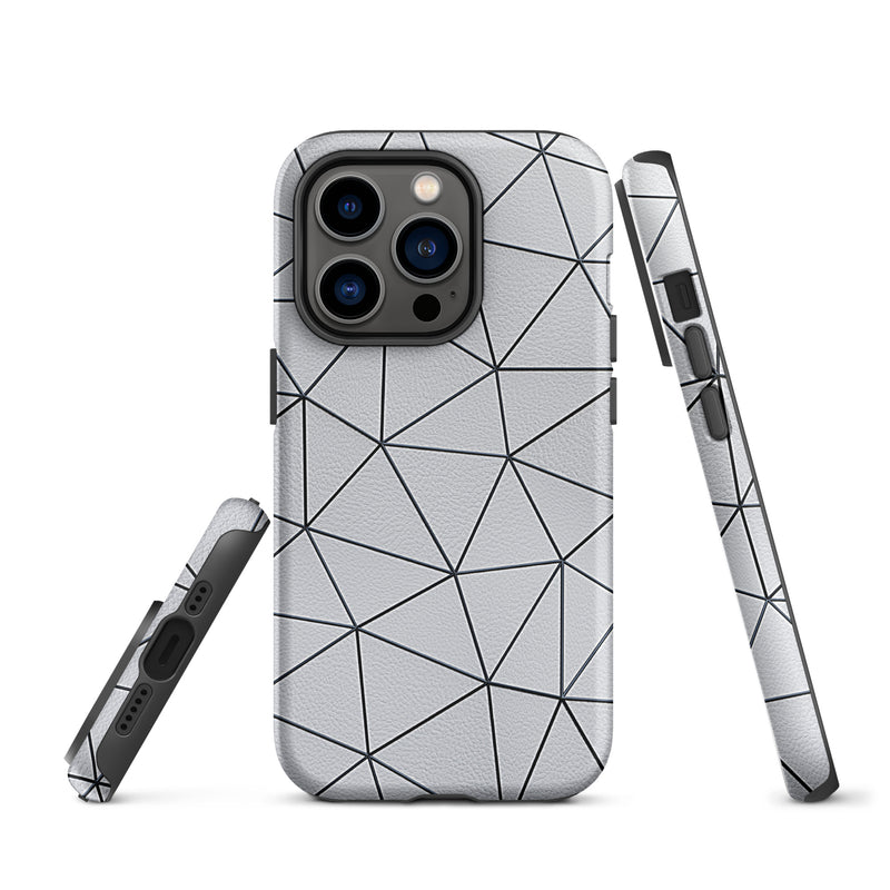Load image into Gallery viewer, Polygon Black White Leather iPhone Case Hardshell 3D Wrap Thermal CREATIVETECH