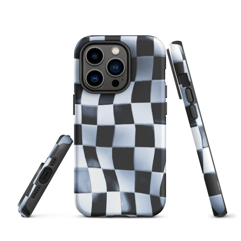 Load image into Gallery viewer, Wavy Chess Wall iPhone Case Hardshell 3D Wrap Thermal CREATIVETECH
