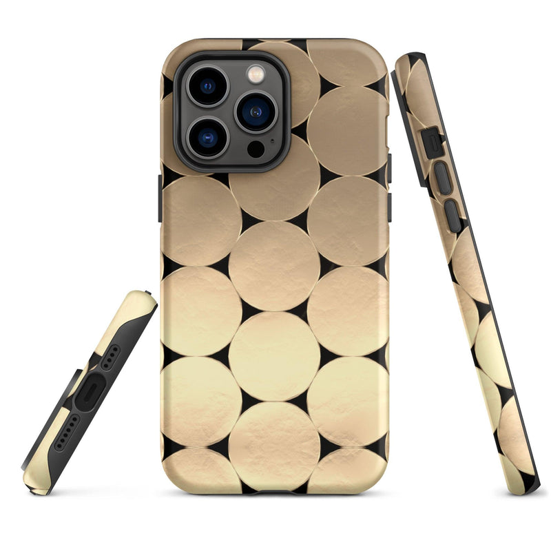 Load image into Gallery viewer, Golden Metal Oval iPhone Case Double Layer Impact Resistant Tough 3D Wrap Matte or Glossy Finish CREATIVETECH