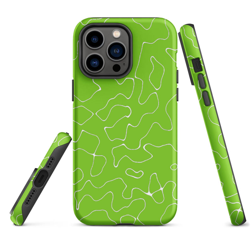 Load image into Gallery viewer, Organic Neon Green Colorful Hardshell iPhone Case Double Layer Impact Resistant Tough 3D Wrap Matte or Glossy Finish CREATIVETECH