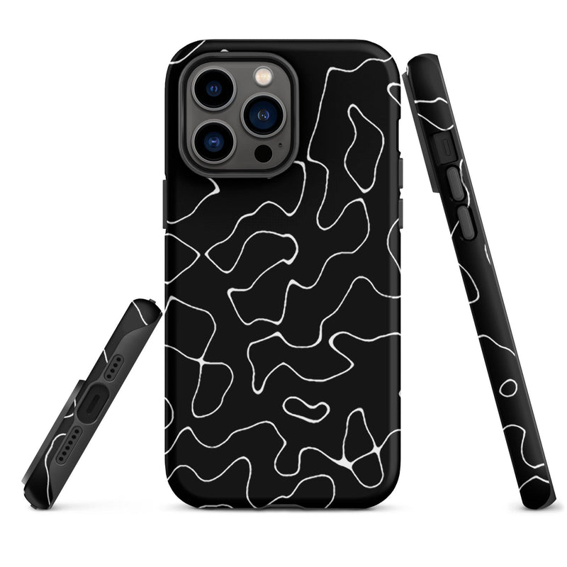 Load image into Gallery viewer, Organic Black White Colorful Hardshell iPhone Case Double Layer Impact Resistant Tough 3D Wrap Matte or Glossy Finish CREATIVETECH