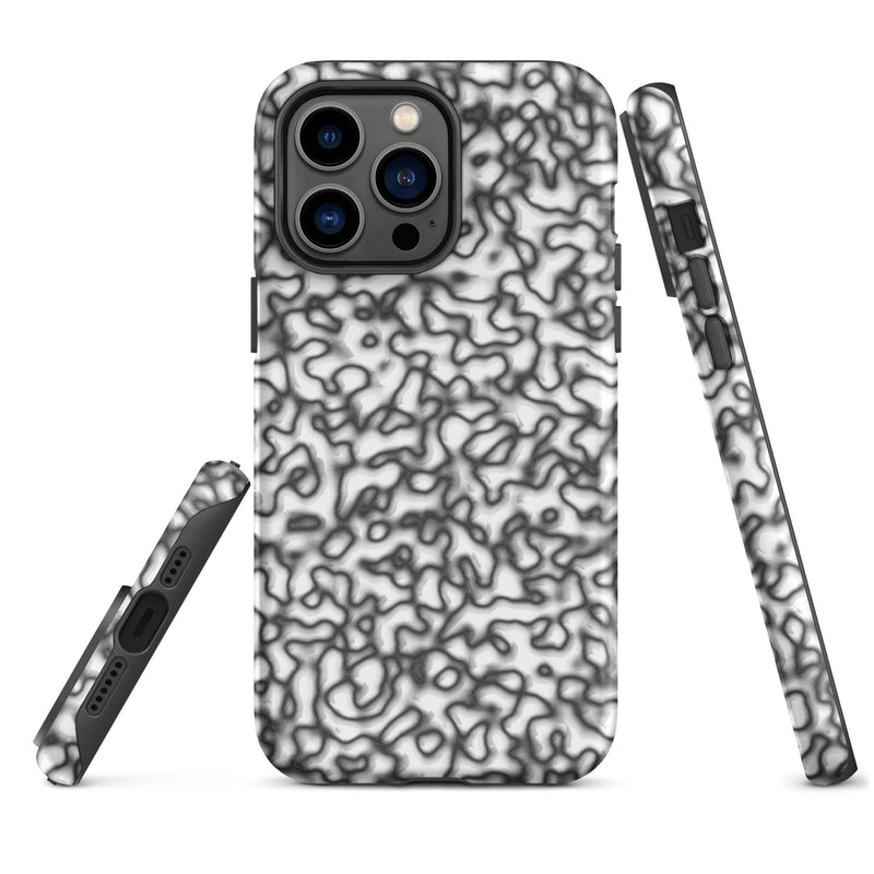 Load image into Gallery viewer, Black White Organic Pattern Colorful Hardshell iPhone Case Double Layer Impact Resistant Tough 3D Wrap Matte or Glossy Finish CREATIVETECH
