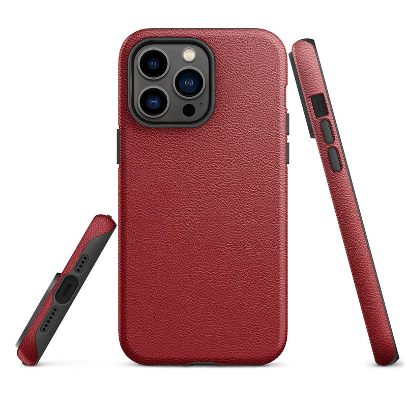 Load image into Gallery viewer, Red Leather iPhone Case Double Layer Impact Resistant Tough 3D Wrap Matte or Glossy Finish CREATIVETECH
