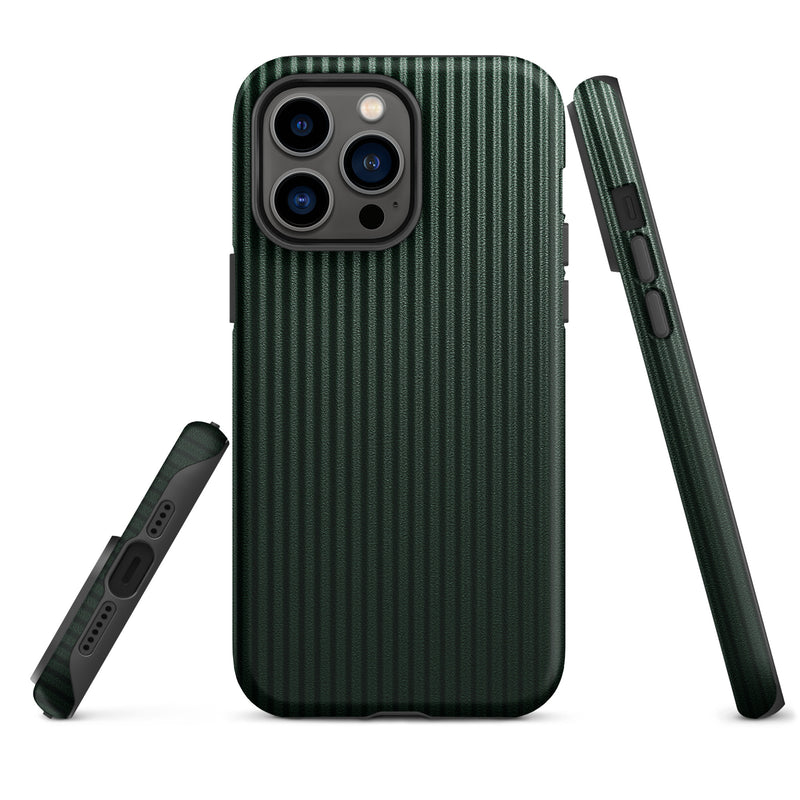 Load image into Gallery viewer, Dark Green Carbon Fiber Striped iPhone Case Hardshell 3D Wrap Thermal Plain Color CREATIVETECH