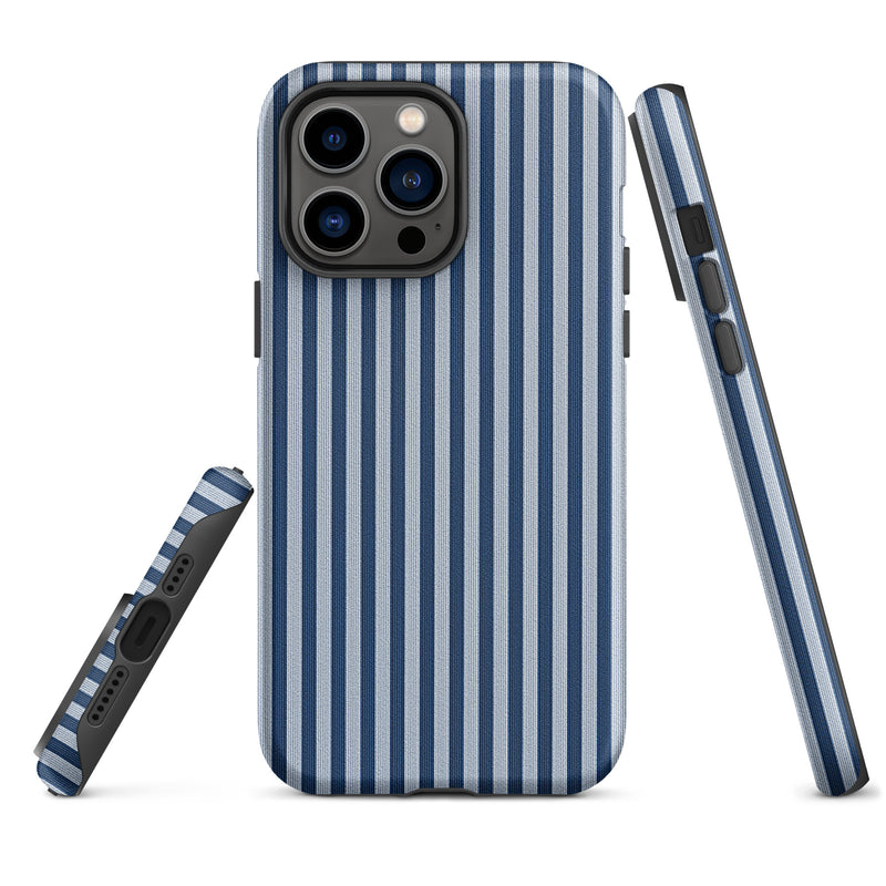 Load image into Gallery viewer, Blue White Textile Striped iPhone Case Hardshell 3D Wrap Thermal Plain Color CREATIVETECH