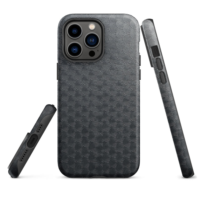 Load image into Gallery viewer, Carved Metal Dark iPhone Case Hardshell 3D Wrap Thermal Plain Color CREATIVETECH