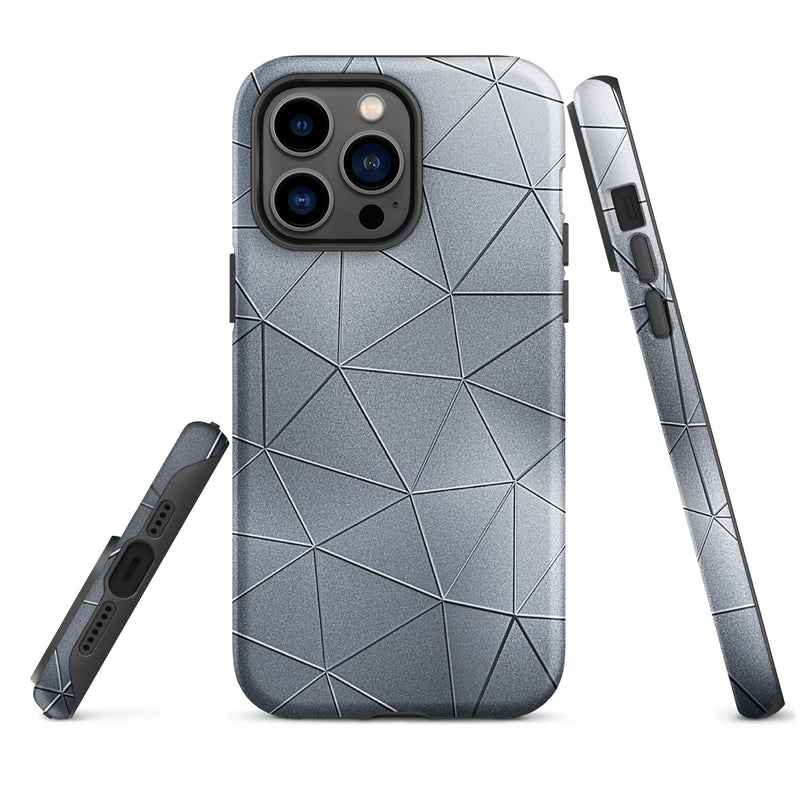 Load image into Gallery viewer, Silver  Polygon Metal iPhone Case Hardshell 3D Wrap Thermal CREATIVETECH