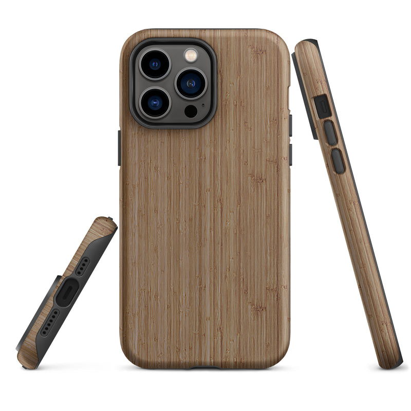 Load image into Gallery viewer, Brown Bamboo Wood iPhone Case Hardshell 3D Wrap Thermal CREATIVETECH