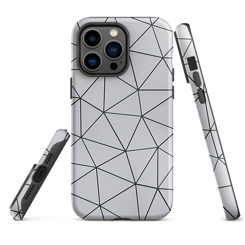 Load image into Gallery viewer, Polygon Black White Leather iPhone Case Hardshell 3D Wrap Thermal CREATIVETECH