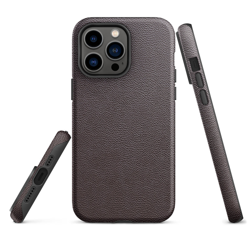 Load image into Gallery viewer, Dark Brown Leather iPhone Case Hardshell 3D Wrap Thermal CREATIVETECH