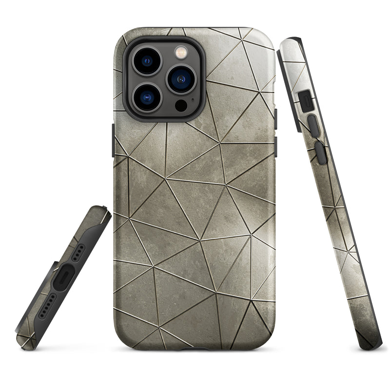 Load image into Gallery viewer, Polygon Aged Gold iPhone Case Hardshell 3D Wrap Thermal CREATIVETECH