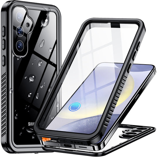 Waterproof Built-in Lens & Screen Protector [Full Body Shockproof][Military Drop Proof][IP68 Underwater] Phone Case for Galaxy S24 5G-Black (2024) AMAZON
