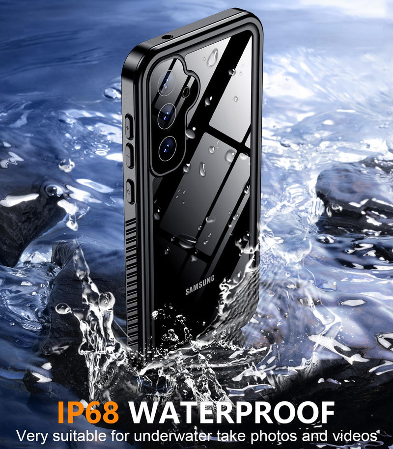 Load image into Gallery viewer, Waterproof Built-in Lens &amp; Screen Protector [Full Body Shockproof][Military Drop Proof][IP68 Underwater] Phone Case for Galaxy S24 5G-Black (2024) AMAZON
