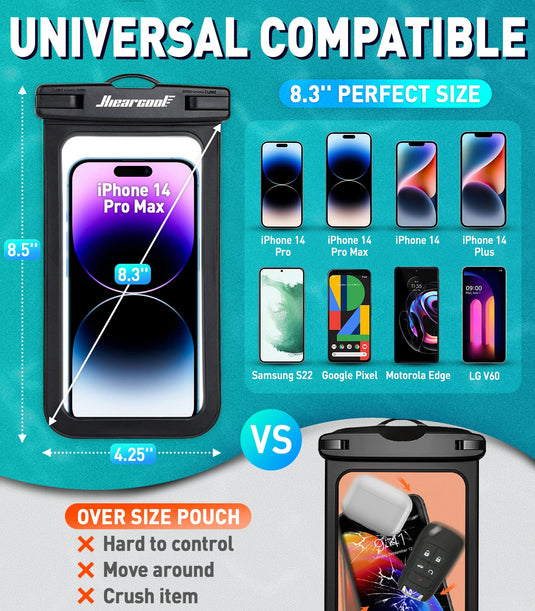 Universal Waterproof Phone Pouch, Waterproof Phone Case for iPhone 15 14 13 12 Pro Max, IPX8 Cellphone Dry Bag Beach Cruise Ship Essentials 2Pack-8.3