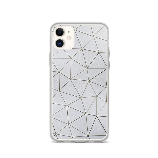 Gold Polygon White Leather iPhone Clear Thin Case CREATIVETECH