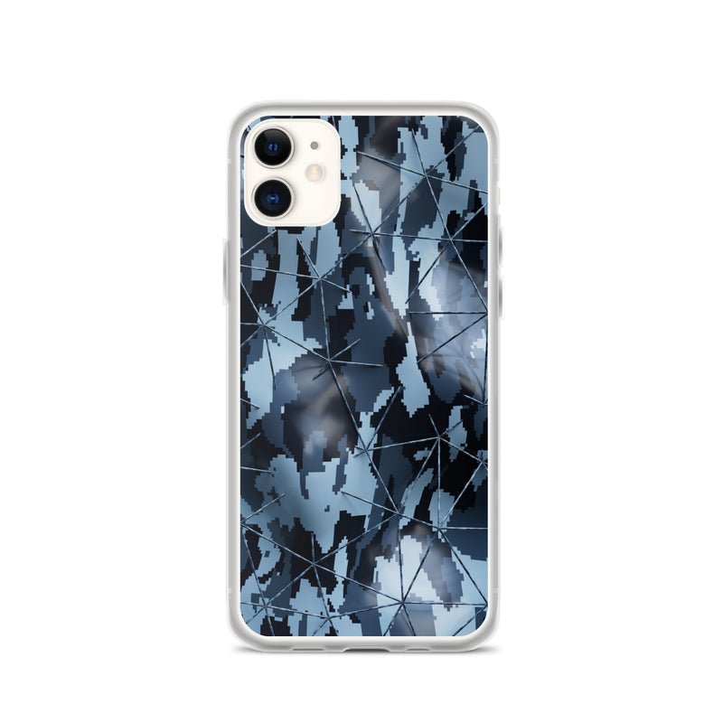 Load image into Gallery viewer, Dark Grey Military Camouflage Tech Polygon iPhone Clear Thin Case CREATIVETECH
