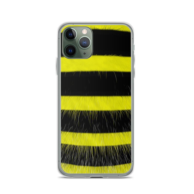 Load image into Gallery viewer, Fluffy Bee Yellow Black iPhone Clear Thin Case CREATIVETECH
