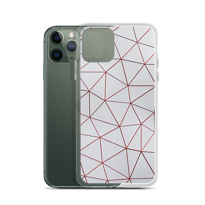 Load image into Gallery viewer, Red Polygon White Leather iPhone Clear Thin Case CREATIVETECH
