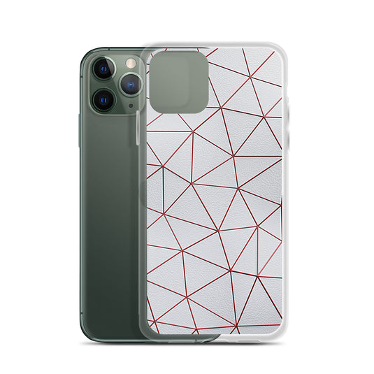 Red Polygon White Leather iPhone Clear Thin Case CREATIVETECH