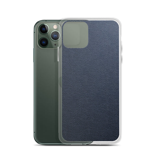 Dark Blue Leather iPhone Clear Thin Case CREATIVETECH