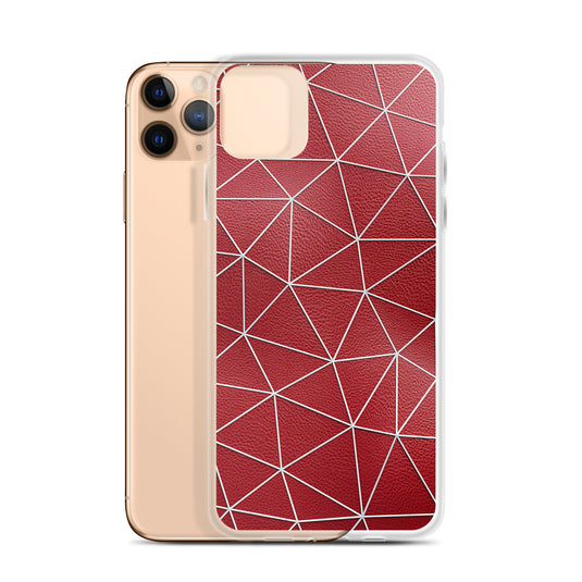 White Polygon Red Leather iPhone Clear Thin Case CREATIVETECH