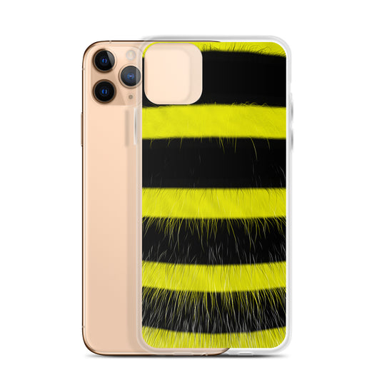 Fluffy Bee Yellow Black iPhone Clear Thin Case CREATIVETECH